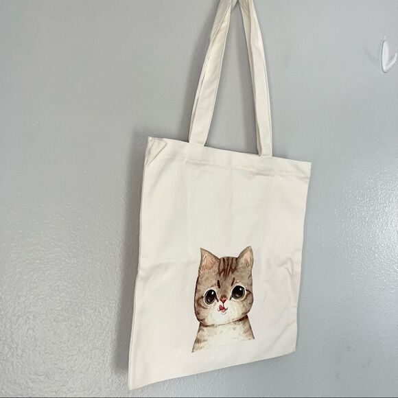 NWT Cat Print Canvas Bag - Picture 2 of 4